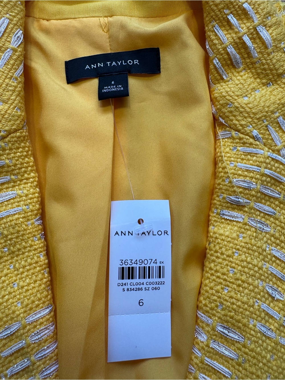 Ann Taylor Bright Yellow Cropped Tweed Blazer - Picture 6 of 10
